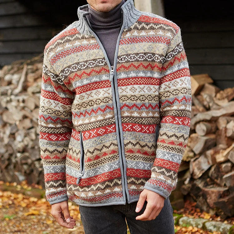 Alf - Casual Knitted Full-Zip Sweater