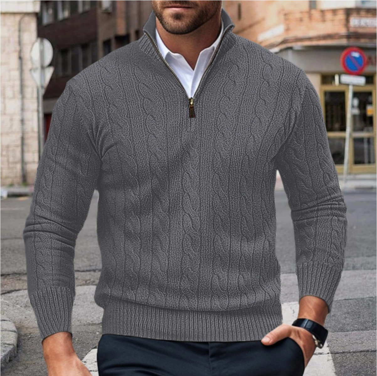 Albert - Stylish Men's Sweater with Zip