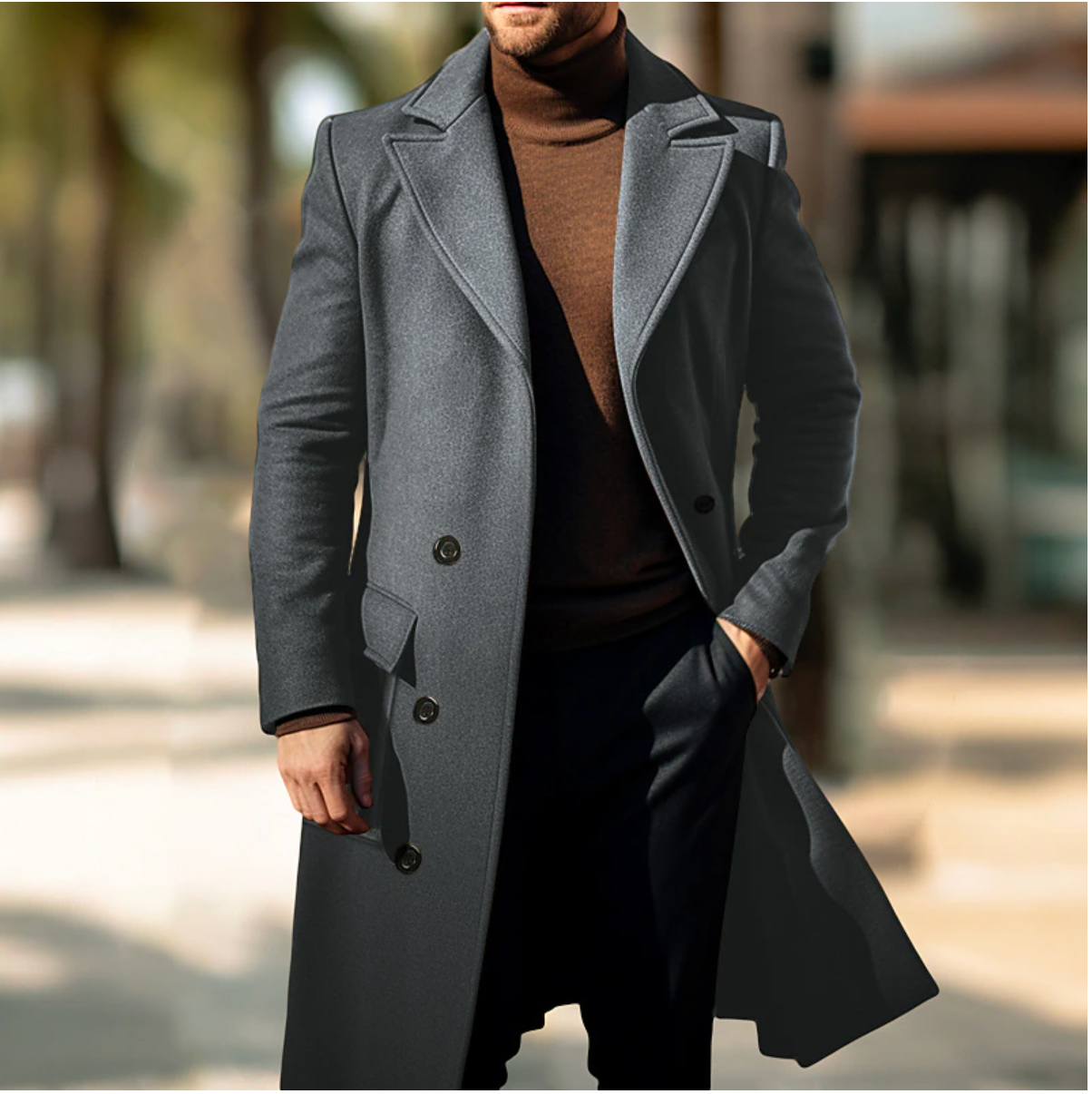 James - Stylish Long Men's Coat for Autumn & Winter