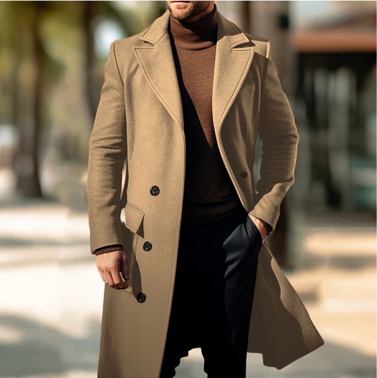 James - Stylish Long Men's Coat for Autumn & Winter