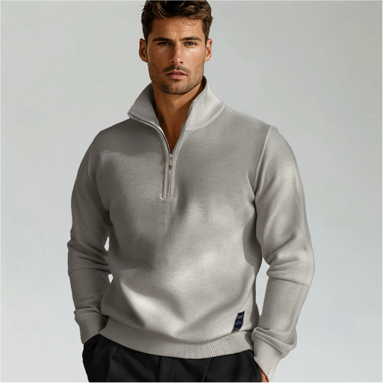 Dimitri | Knitted Solid Colored Half-Zip Sweater