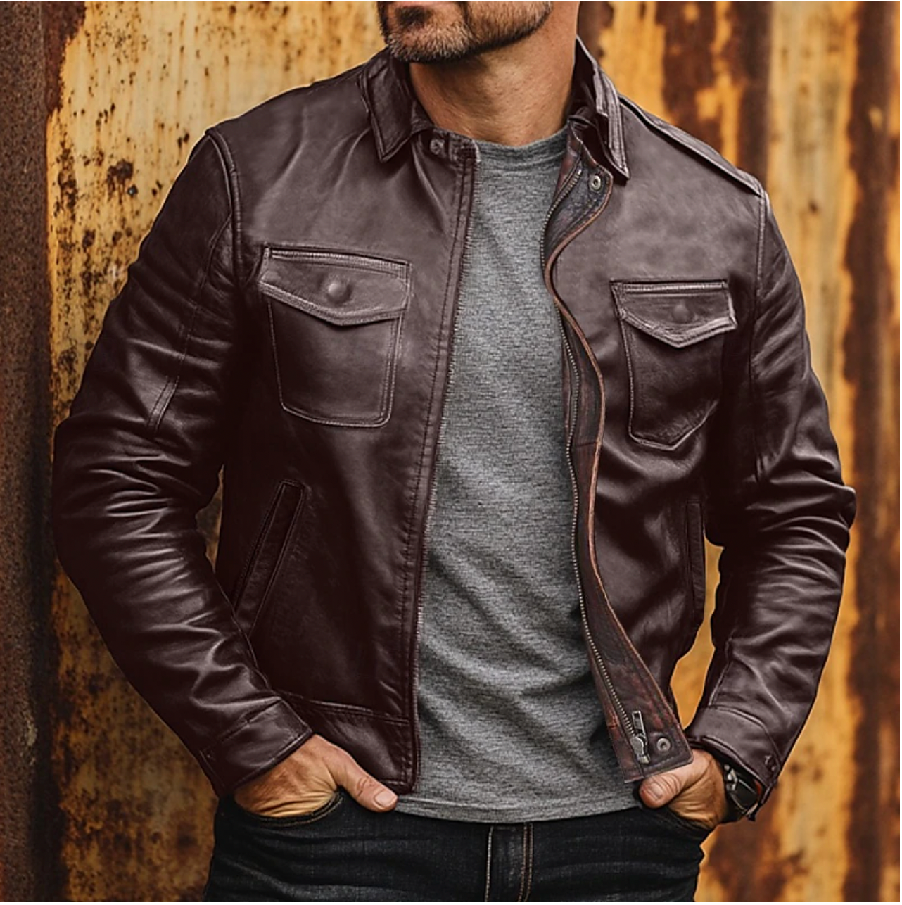 Denzel - Stylish Biker Leather Men's Jacket