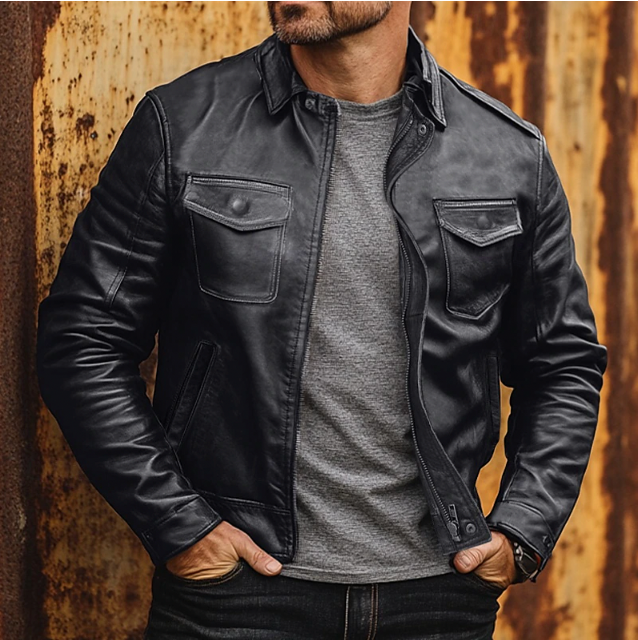 Denzel - Stylish Biker Leather Men's Jacket