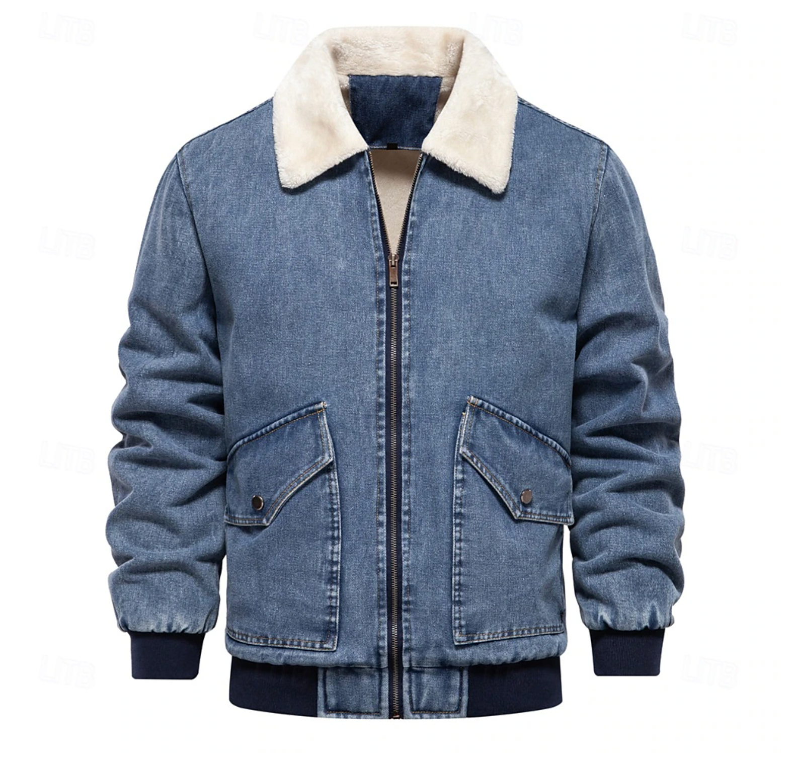 Denim Men's Winter Jacket with Warm Inner Lining