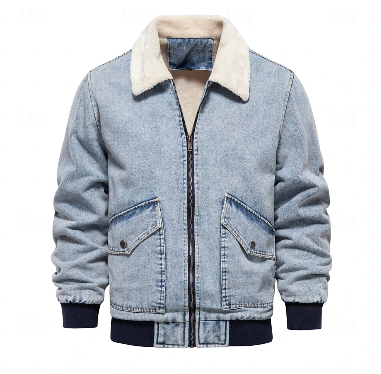 Denim Men's Winter Jacket with Warm Inner Lining